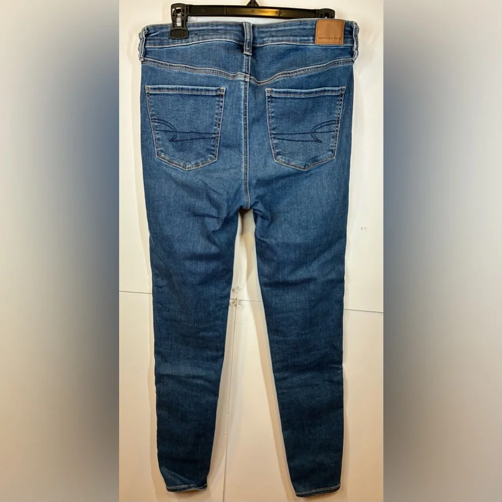 American Eagle High Rise Jegging Size 10 Long Next Level Stretch Skinny Med Wash - Picture 4 of 8